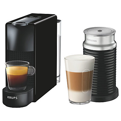 Nespresso Essenza Mini Coffee Machine with Aeroccino by KRUPS, Black Nespresso Essenza Mini Coffee Machine with Aeroccino by KRUPS, Black